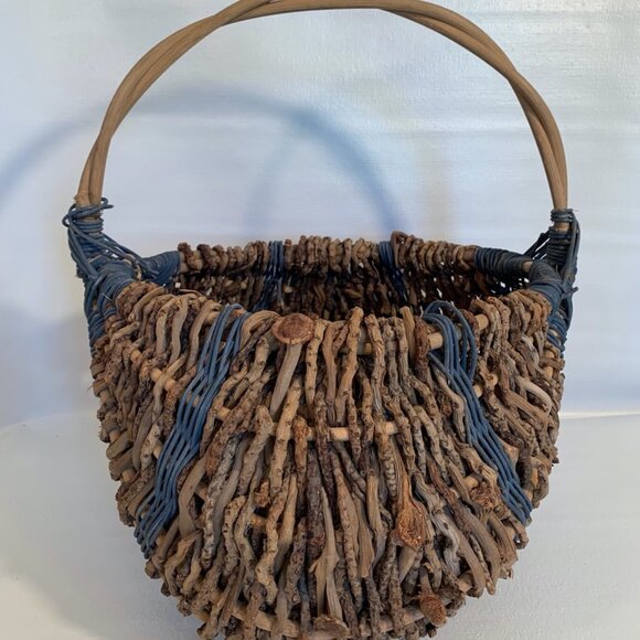 VTG Buttocks Basket Egg Gathering Hand Woven Primitive Rustic Gods Eye Large 16" - Picture 9 of 16